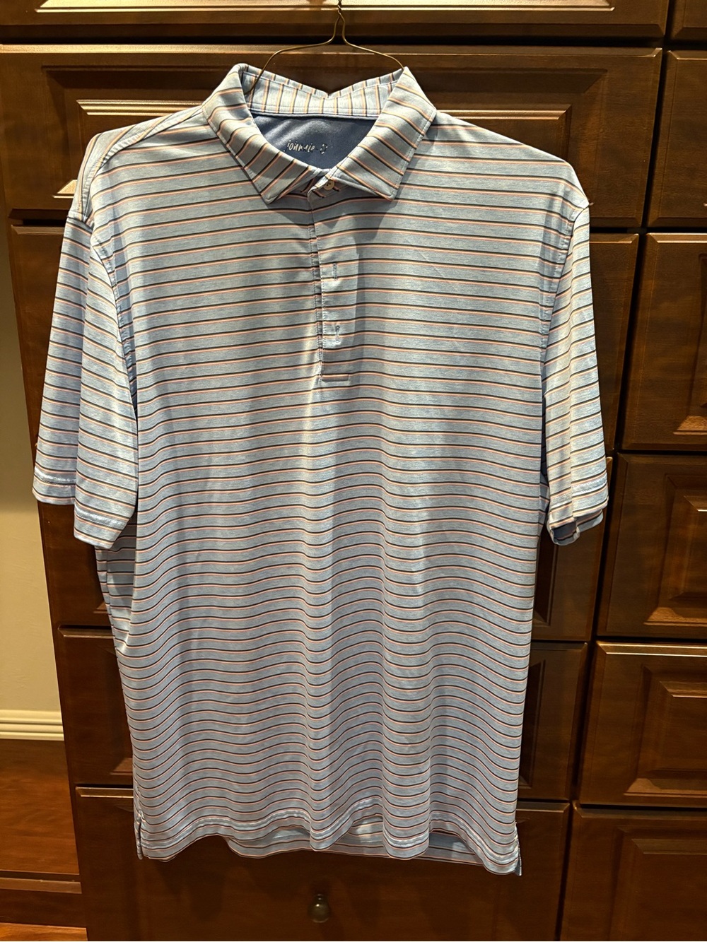 Men's Light Blue Striped Polo Shirt - Classic Collared Style